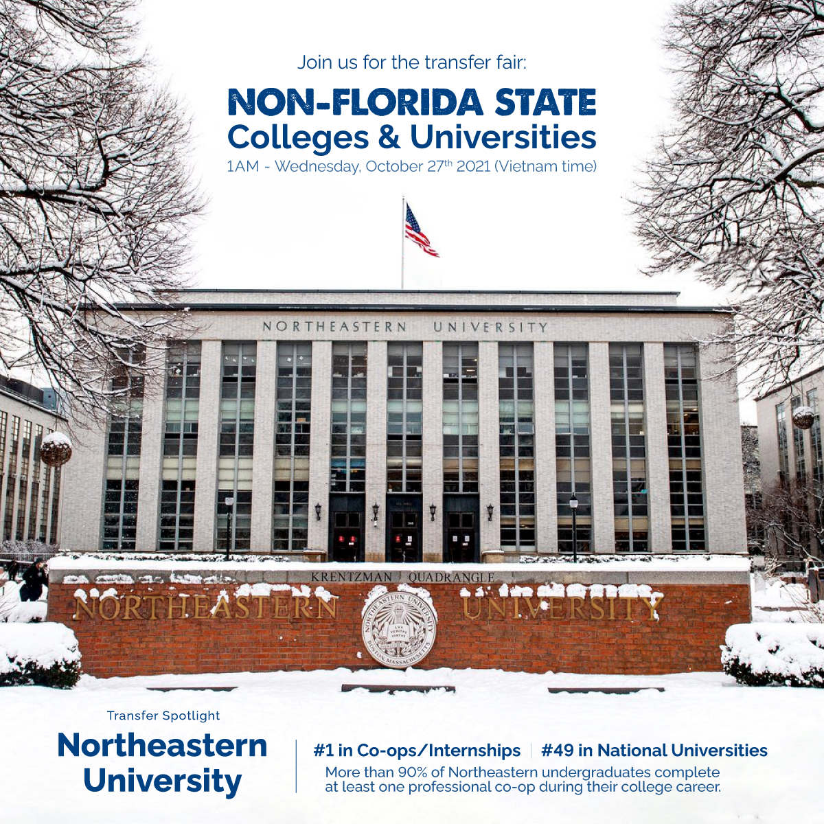 Northeastern University - Top 1 đại học Mỹ về chương trình Hợp tác và Thực tập